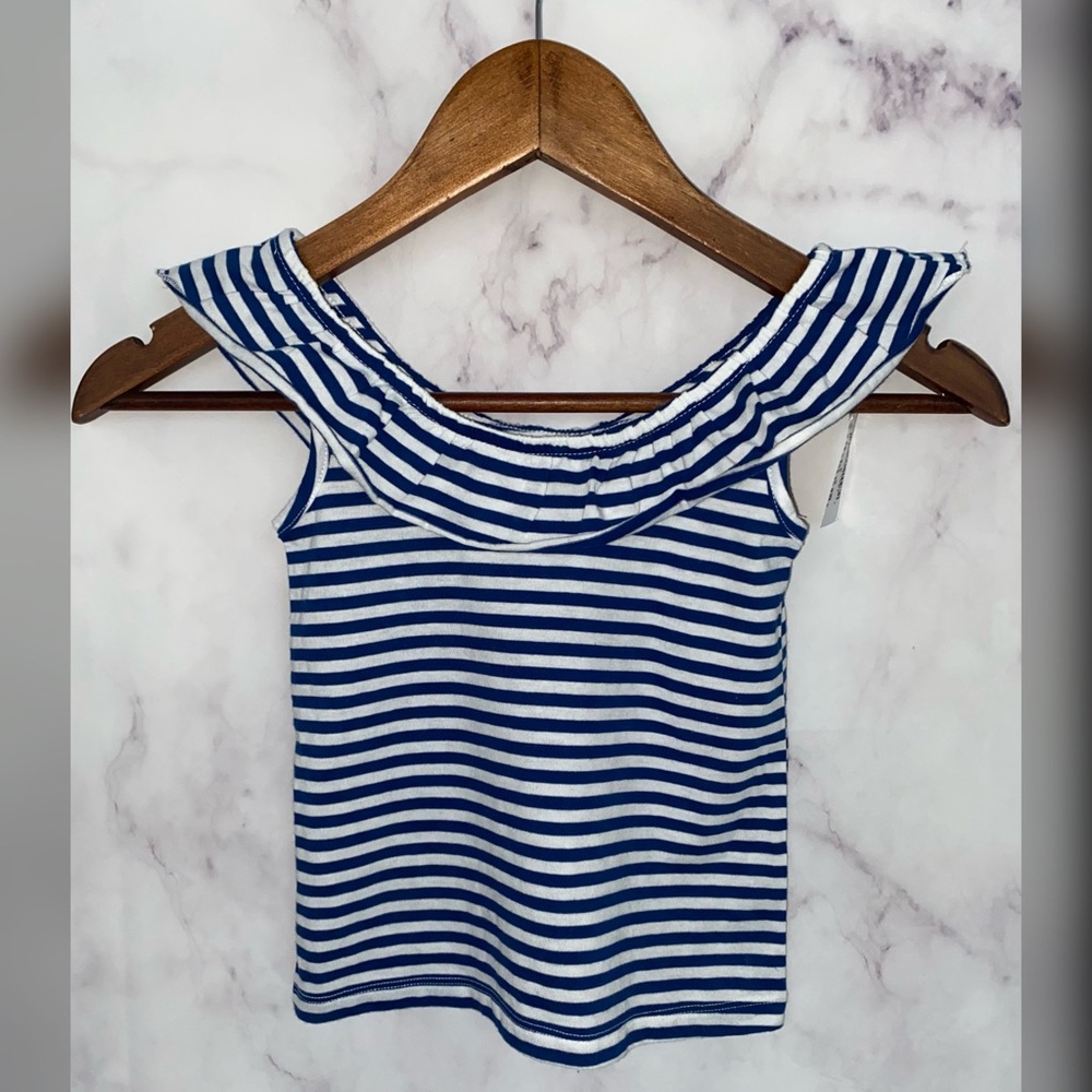 Blue & White Stripped Ruffle Top